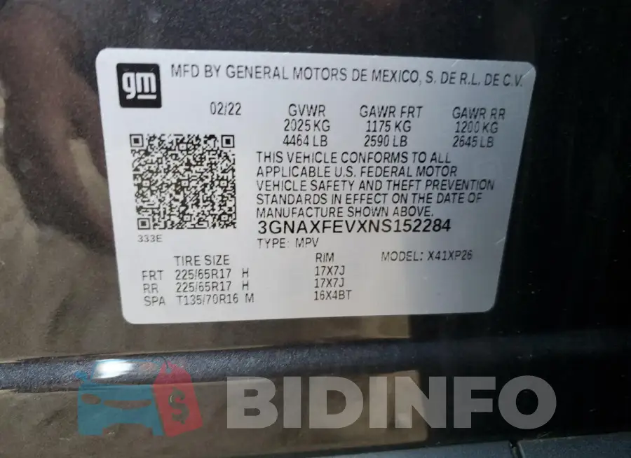 3GNAXFEVXNS152284 Photo# 13