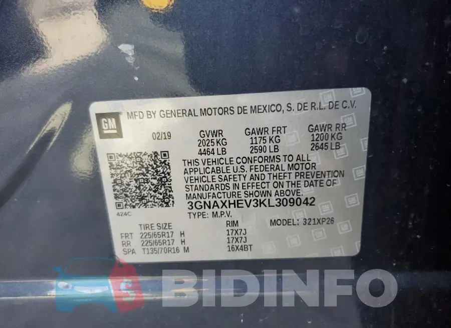3GNAXHEV3KL309042 Photo# 14