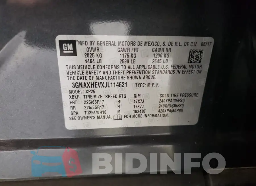 3GNAXHEVXJL114621 Photo# 13