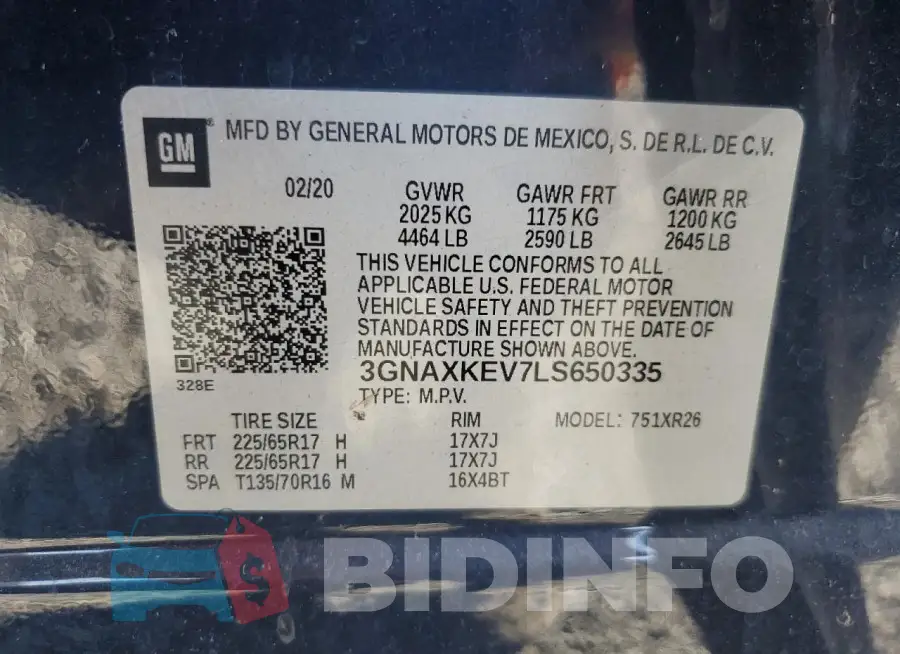 3GNAXKEV7LS650335 Photo# 14
