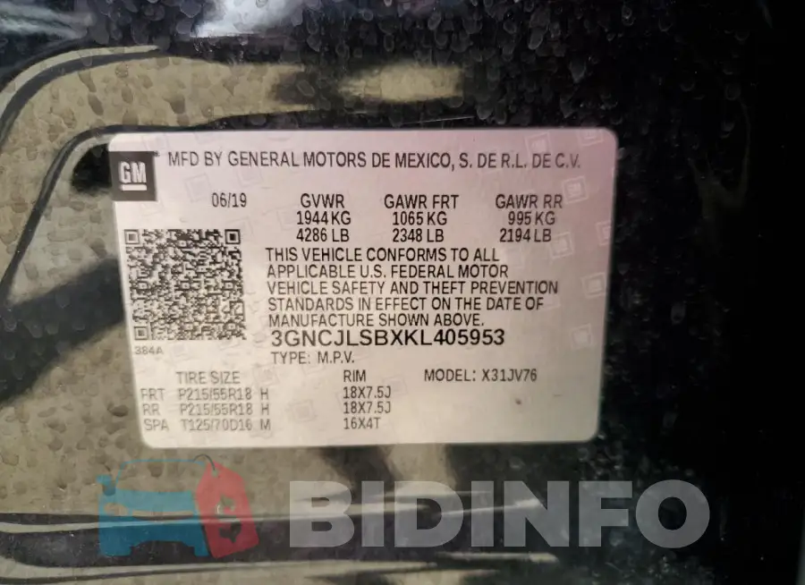 3GNCJLSBXKL405953 Photo# 13