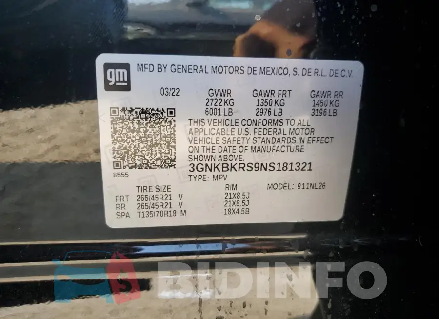 3GNKBKRS9NS181321 Photo# 12