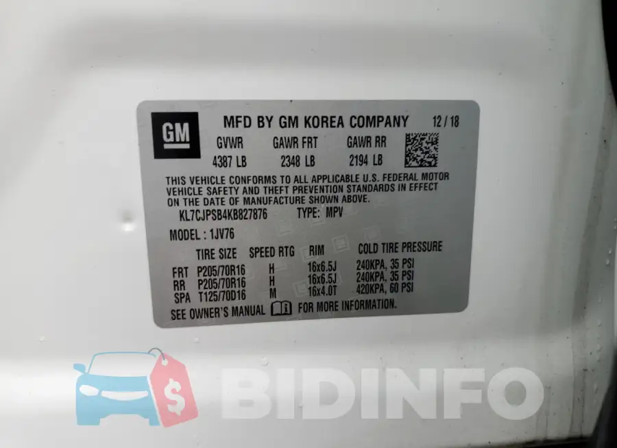 KL7CJPSB4KB827876 Photo# 13