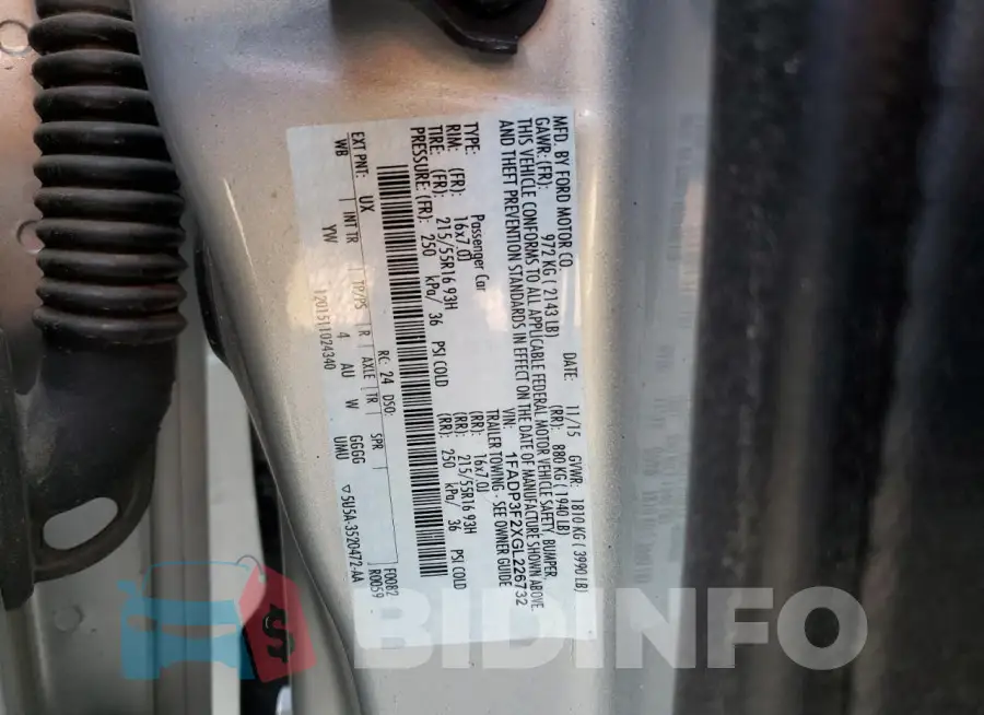 1FADP3F2XGL226732 Photo# 13