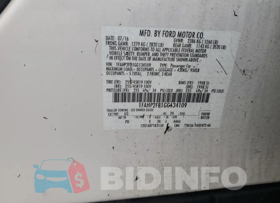 1FAHP2F81GG134109 Photo# 13