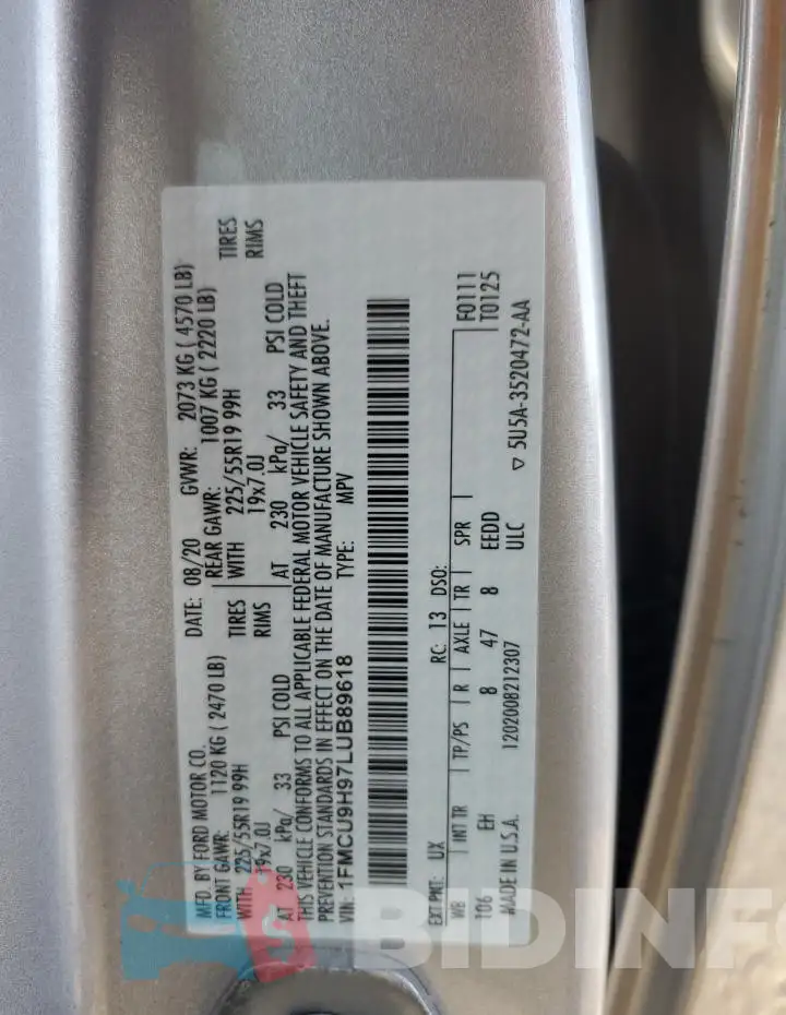 1FMCU9H97LUB89618 Photo# 13