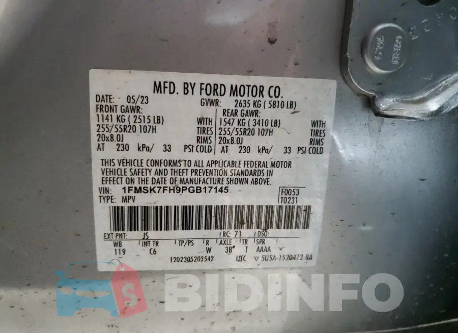 1FMSK7FH9PGB17145 Photo# 13