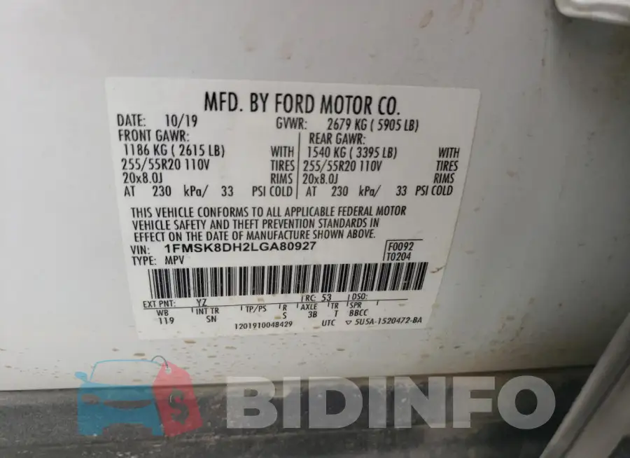 1FMSK8DH2LGA80927 Photo# 13