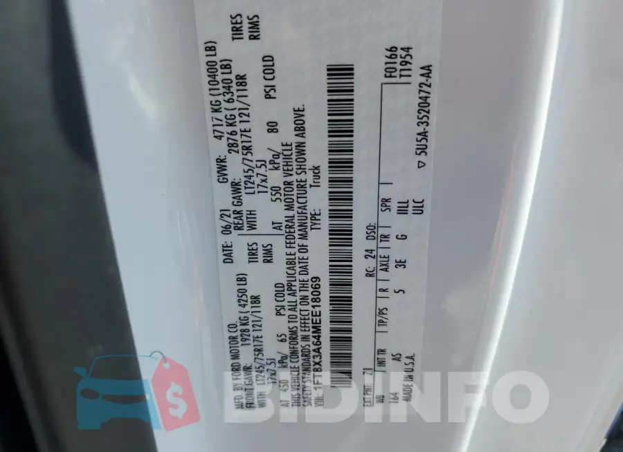1FT8X3A64MEE18069 Photo# 13