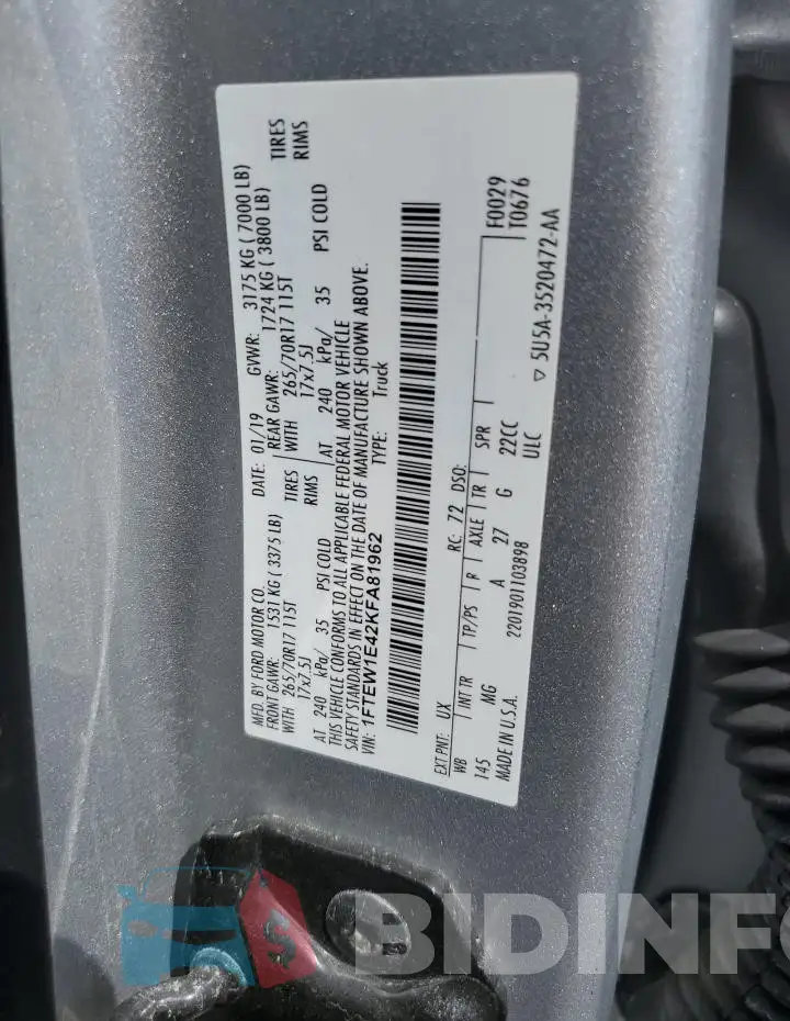 1FTEW1E42KFA81962 Photo# 13