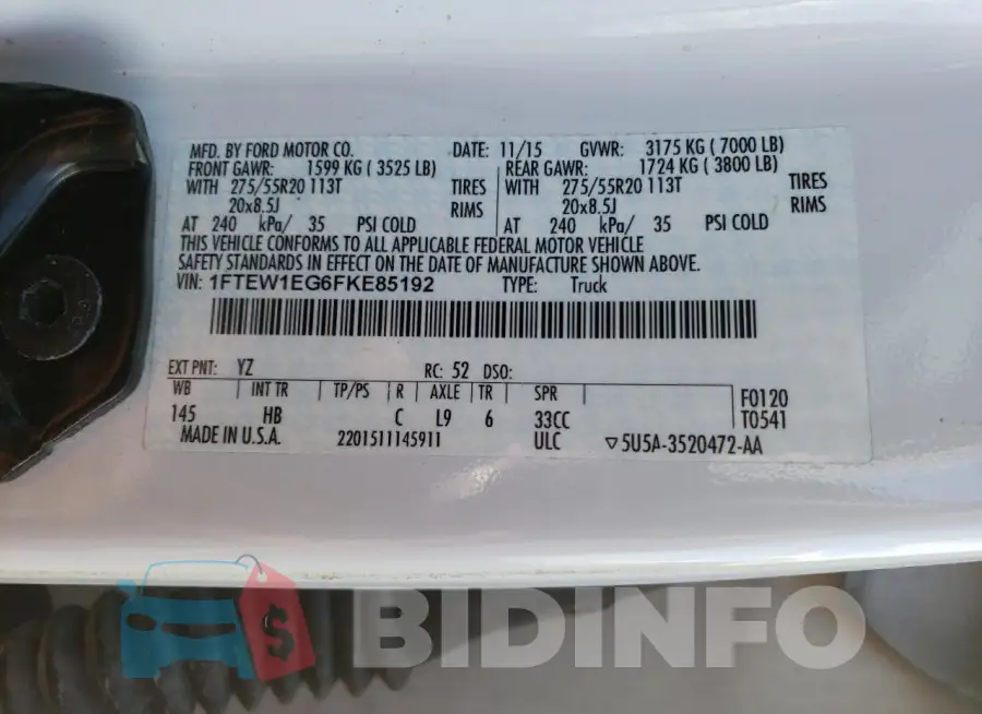 1FTEW1EG6FKE85192 Photo# 12