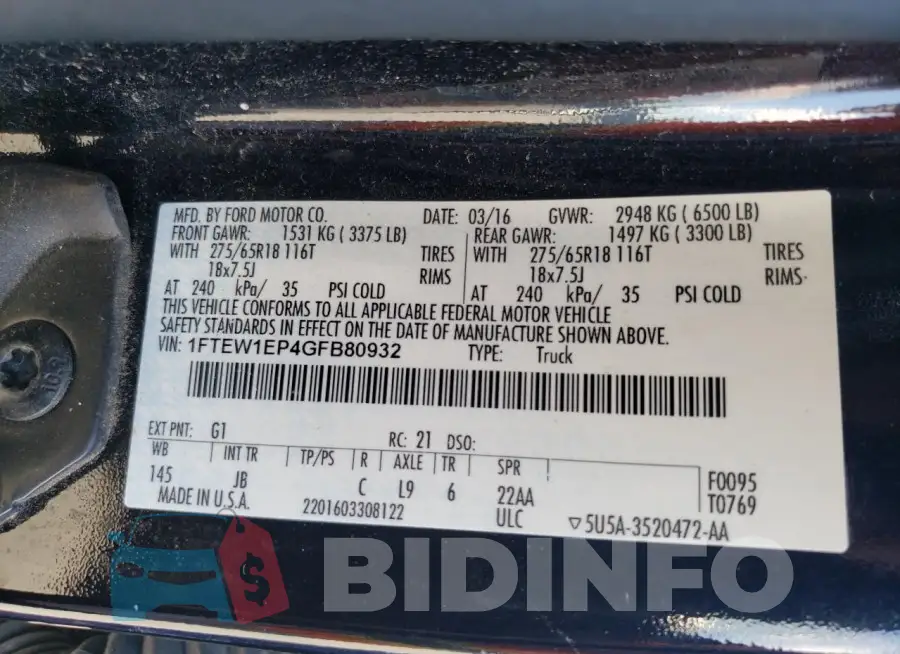 1FTEW1EP4GFB80932 Photo# 12