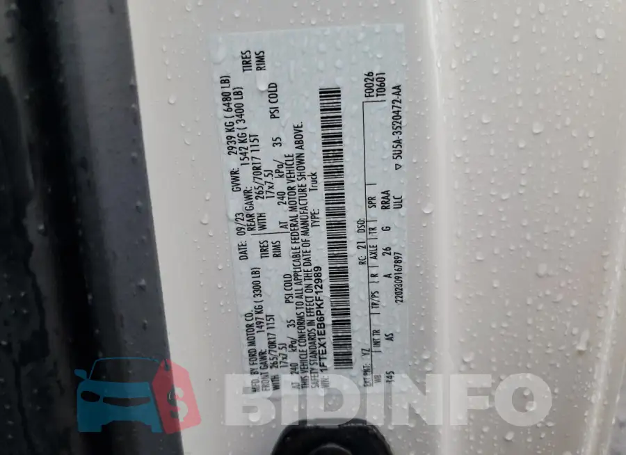 1FTEX1EB6PKF12989 Photo# 12
