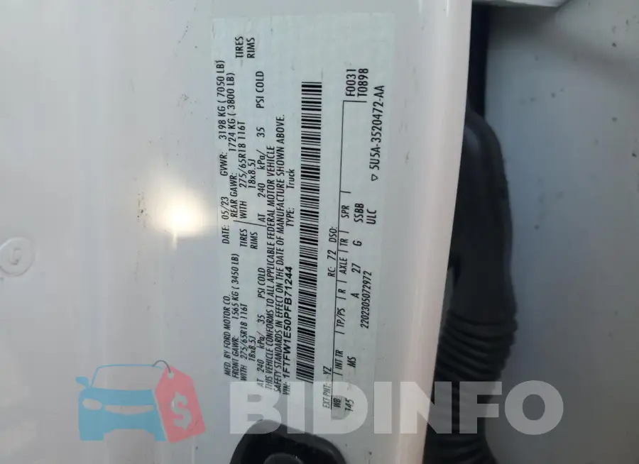 1FTFW1E50PFB71244 Photo# 12