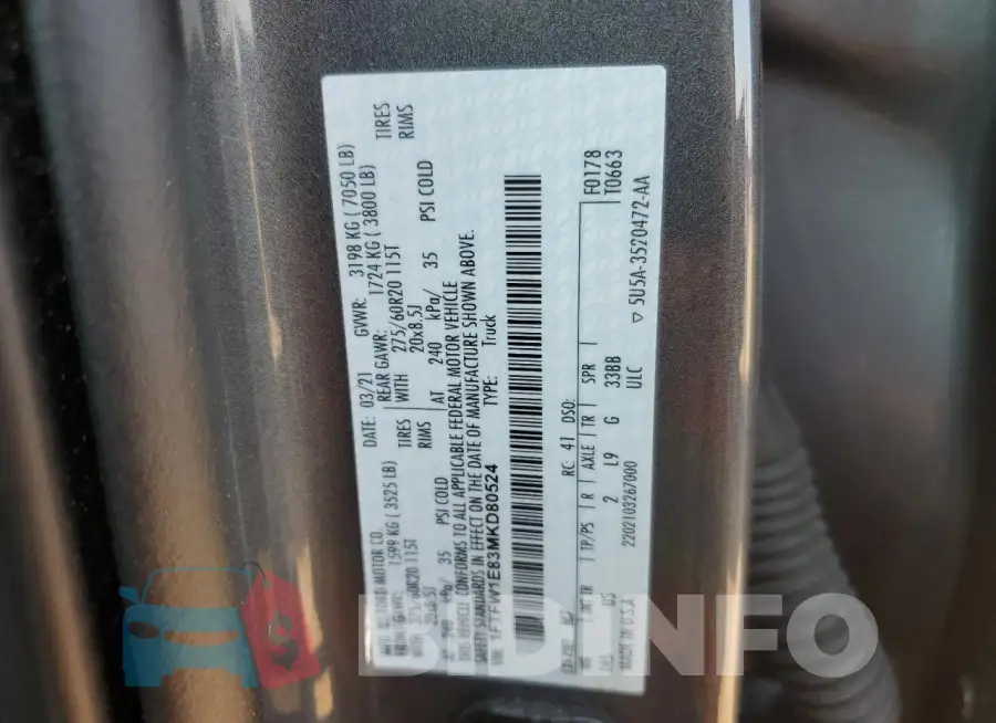 1FTFW1E83MKD80524 Photo# 13