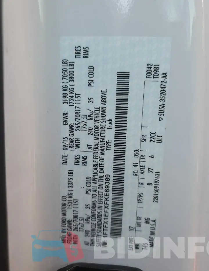1FTFX1EFXFKE69389 Photo# 12