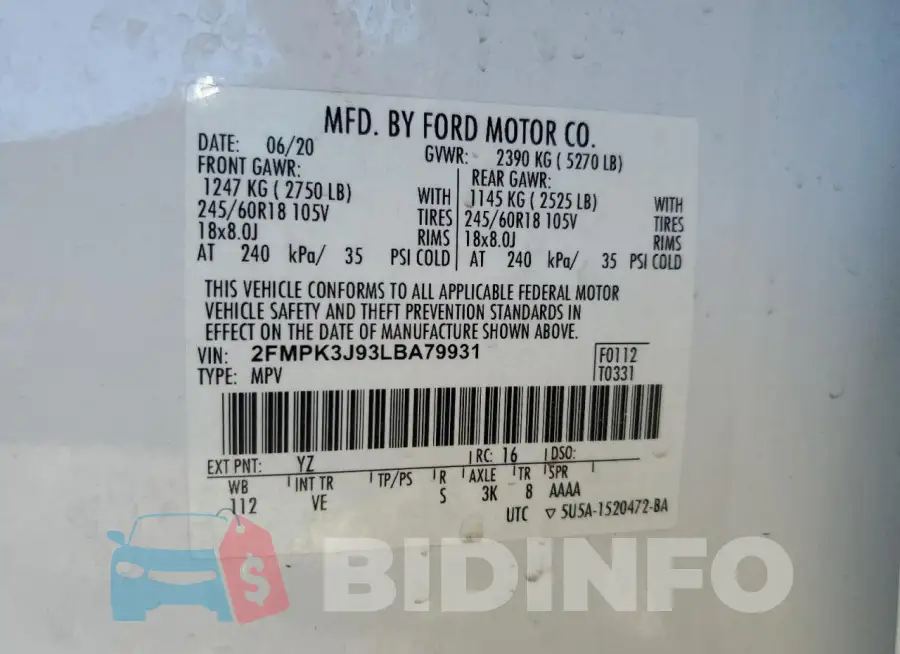 2FMPK3J93LBA79931 Photo# 14