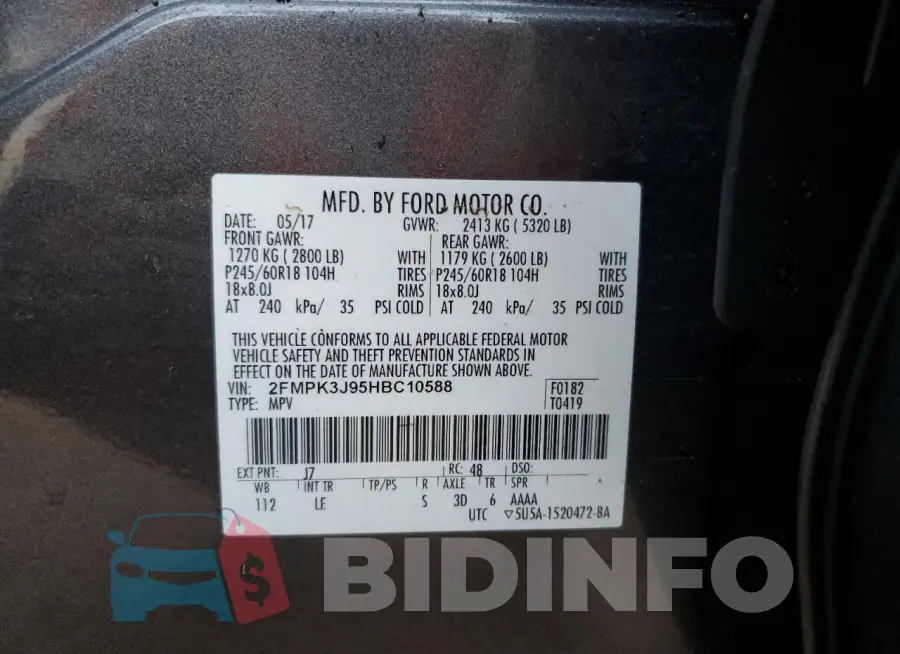 2FMPK3J95HBC10588 Photo# 14