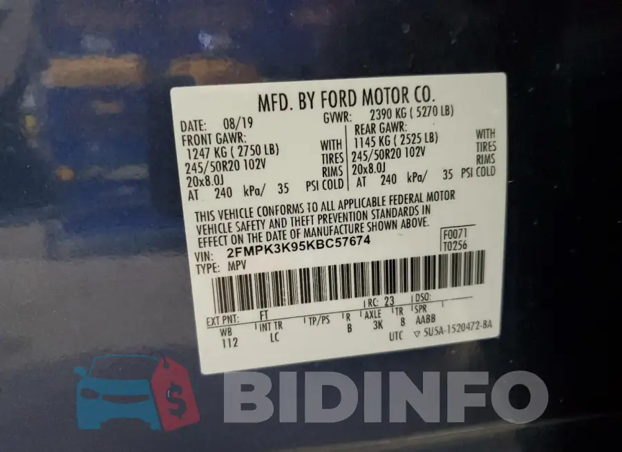 2FMPK3K95KBC57674 Photo# 13
