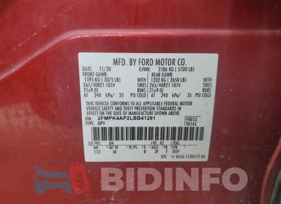 2FMPK4AP2LBB41291 Photo# 13