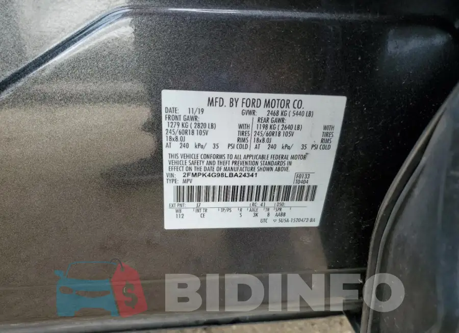 2FMPK4G98LBA24341 Photo# 12