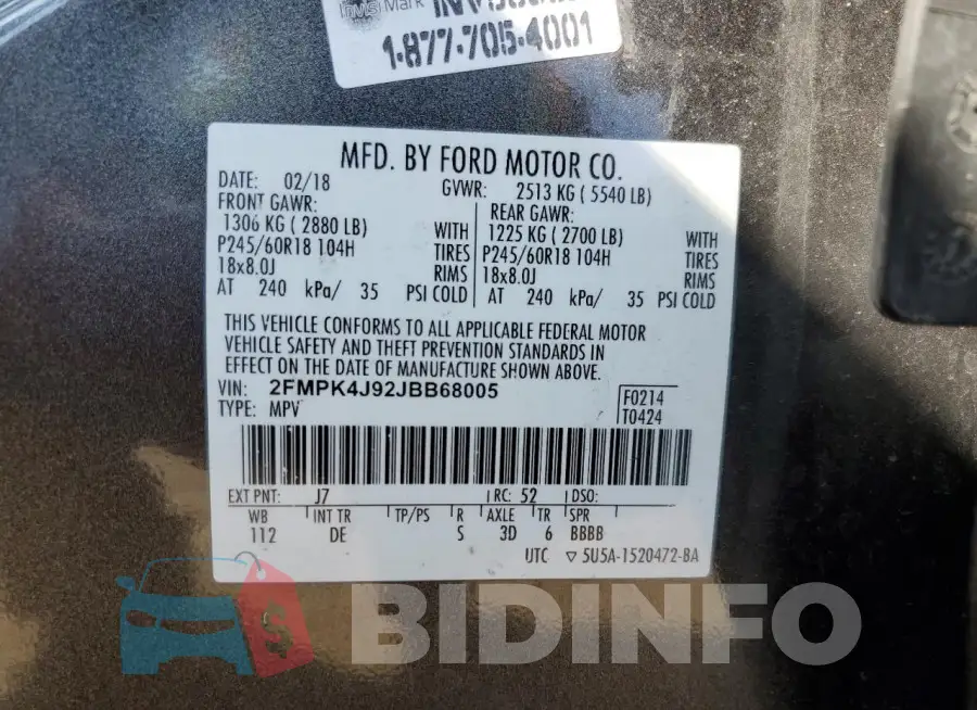 2FMPK4J92JBB68005 Photo# 14