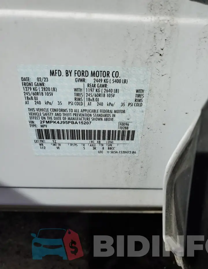 2FMPK4J95PBA15207 Photo# 12