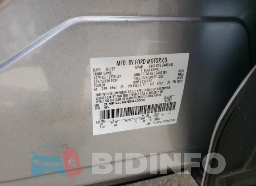 2FMPK4J9XNBA40584 Photo# 14