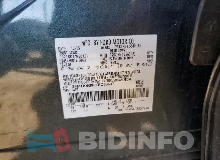 2FMTK4G90FBC36637 Photo# 13