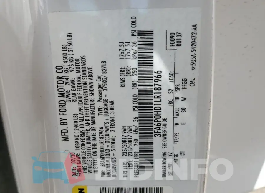 3FA6P0HD1LR187966 Photo# 12