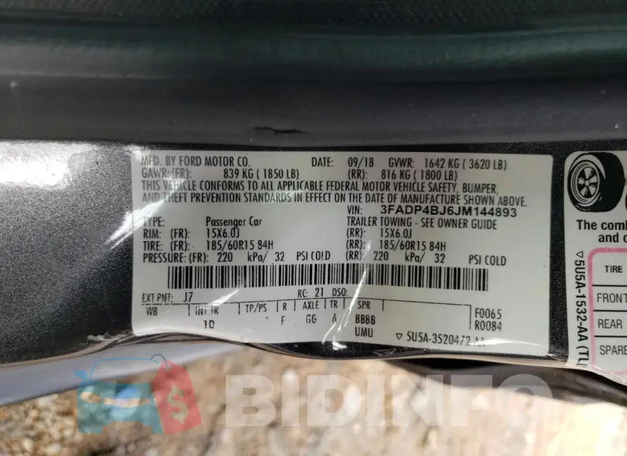 3FADP4BJ6JM144893 Photo# 12