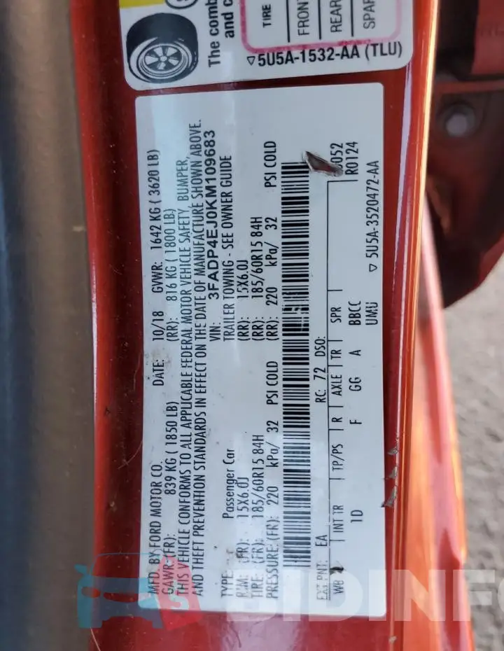 3FADP4EJ0KM109683 Photo# 12