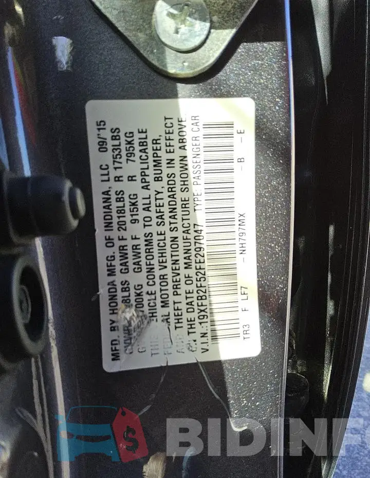 19XFB2F52FE297047 Photo# 12