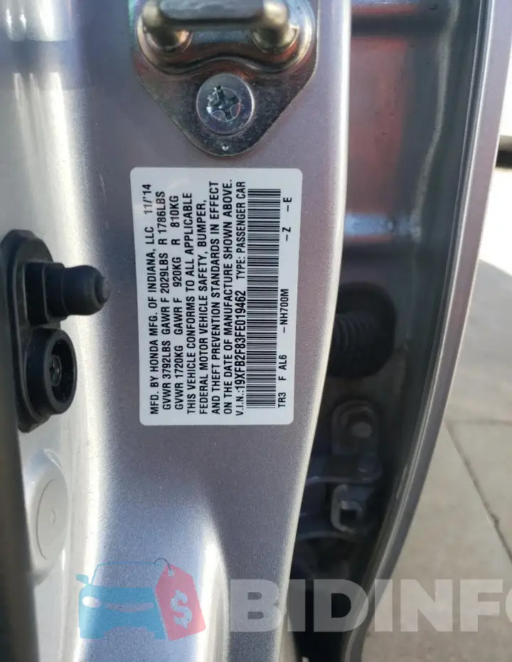 19XFB2F83FE019462 Photo# 12