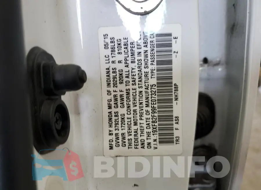 19XFB2F99FE073275 Photo# 13