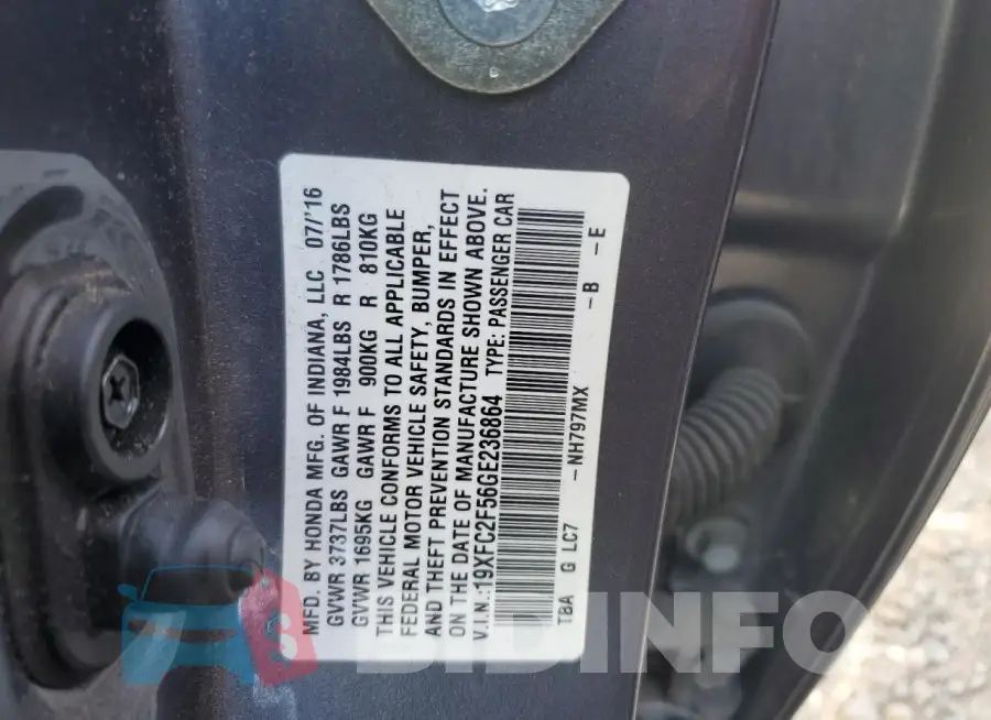 19XFC2F56GE236864 Photo# 12