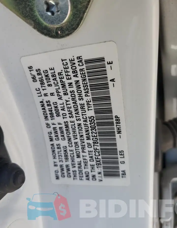19XFC2F78GE230355 Photo# 12