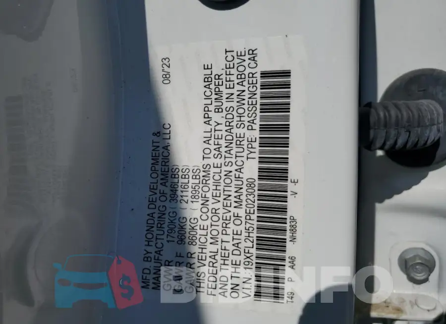 19XFL2H57PE023080 Photo# 12