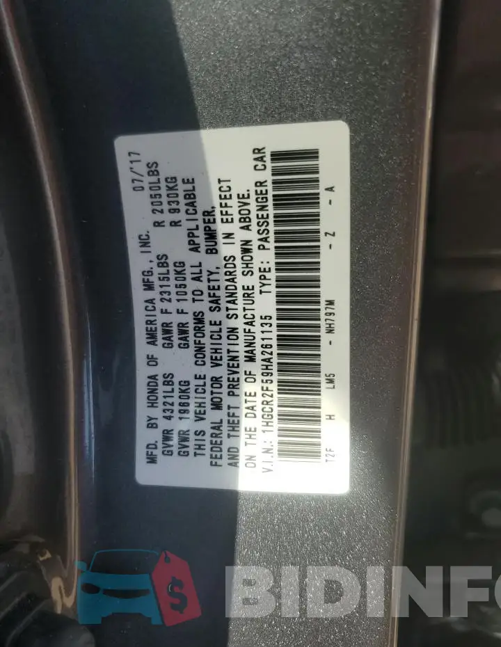 1HGCR2F59HA261135 Photo# 12