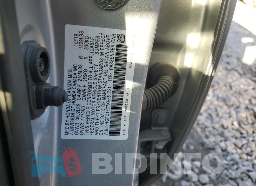 2HGFC1F77KH651721 Photo# 12