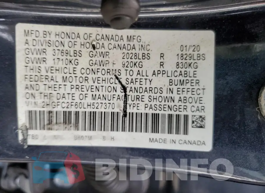 2HGFC2F60LH527370 Photo# 12