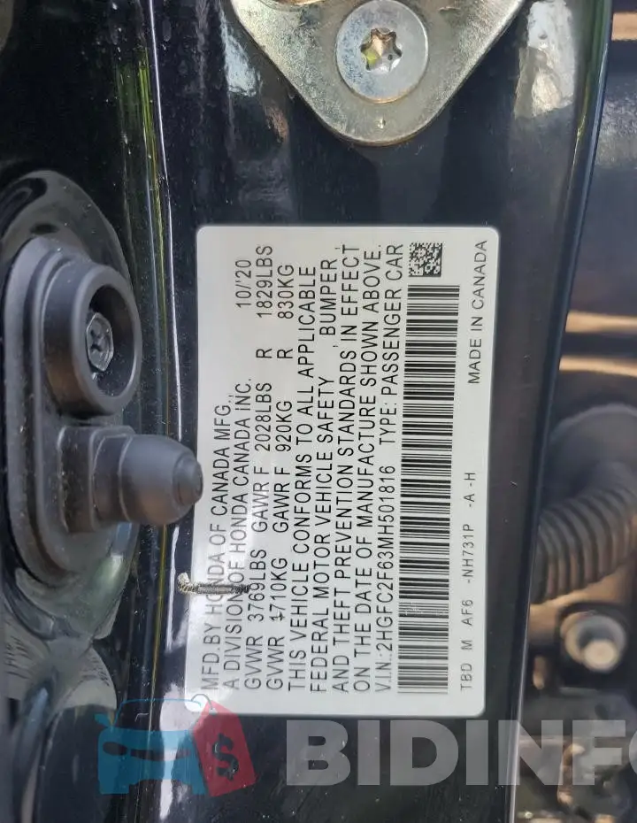 2HGFC2F63MH501816 Photo# 13