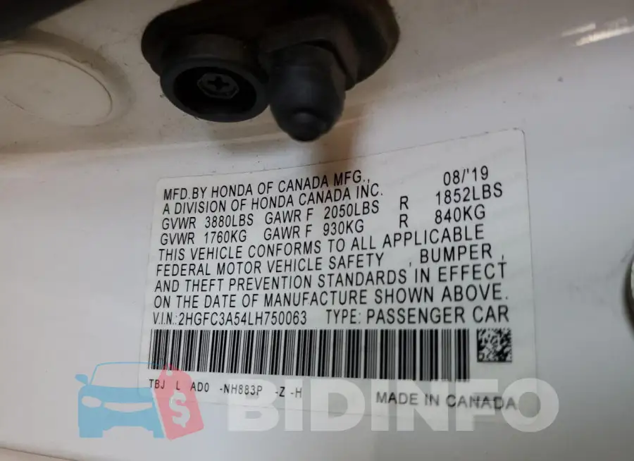 2HGFC3A54LH750063 Photo# 12