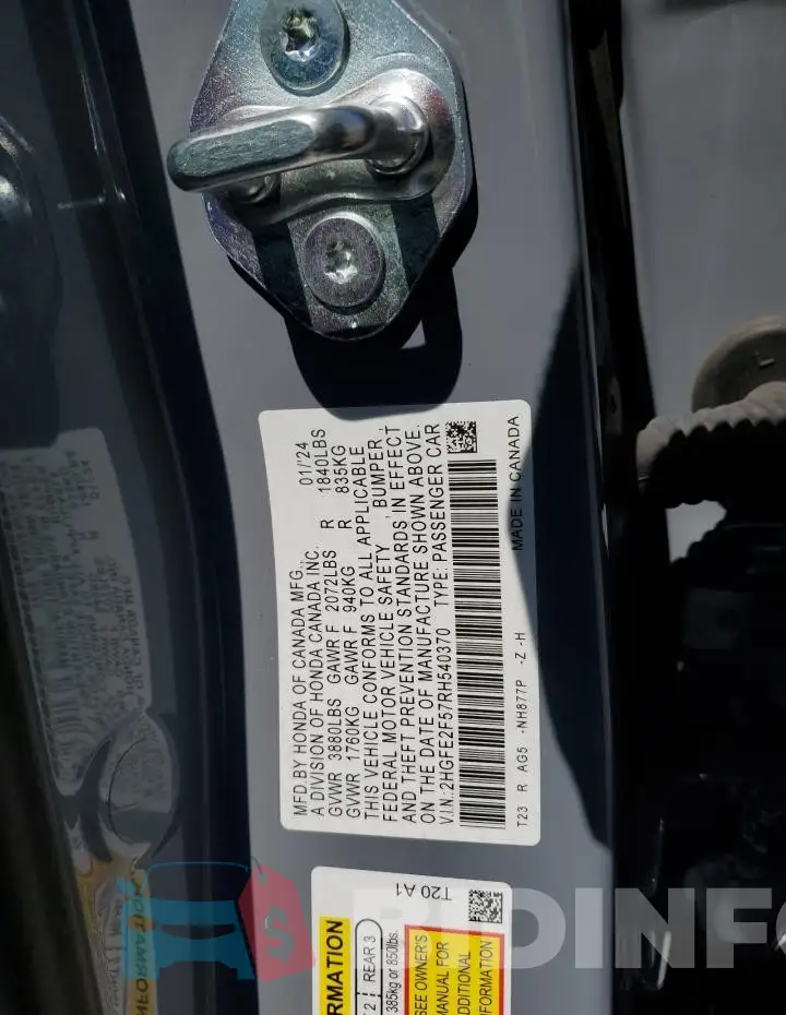 2HGFE2F57RH540370 Photo# 12