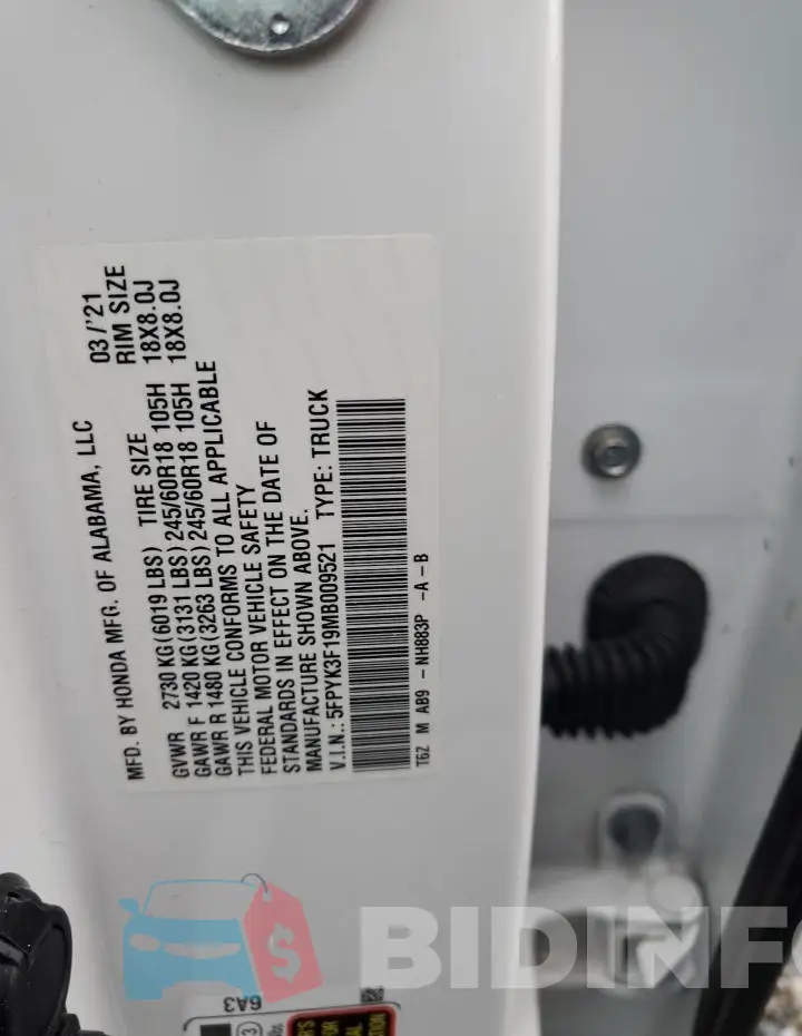 5FPYK3F19MB009521 Photo# 13