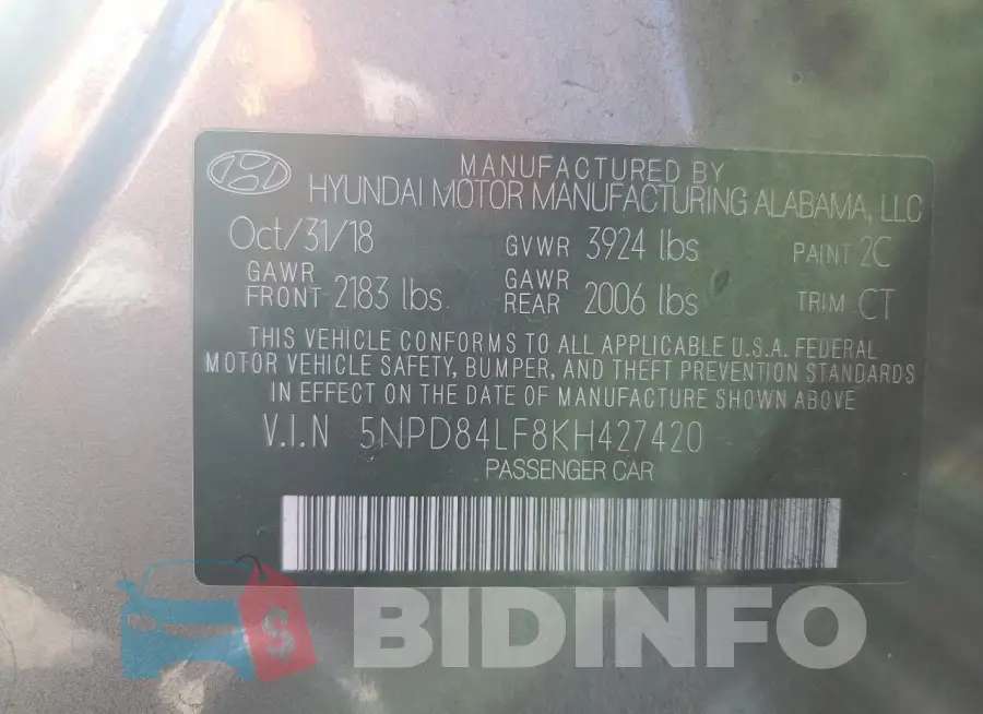 5NPD84LF8KH427420 Photo# 12