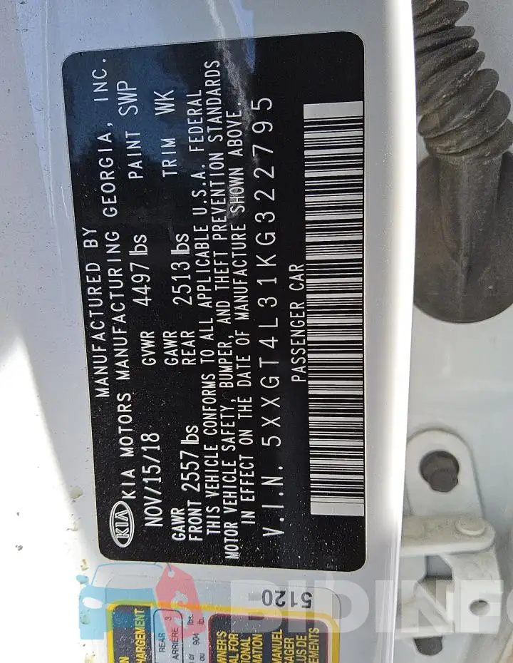 5XXGT4L31KG322795 Photo# 12