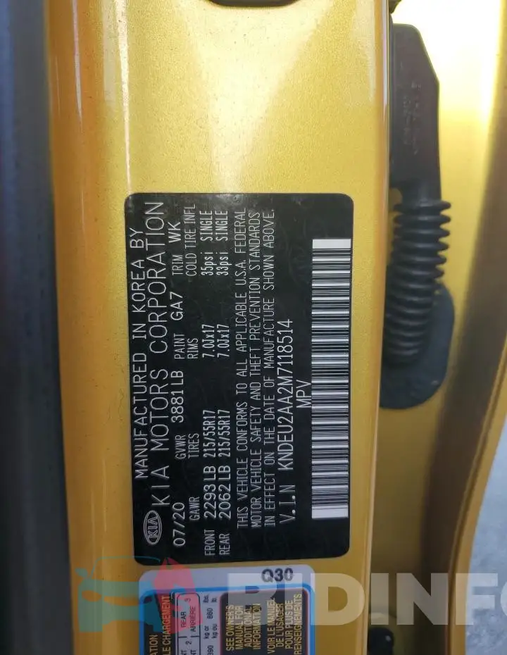 KNDEU2AA2M7118514 Photo# 14