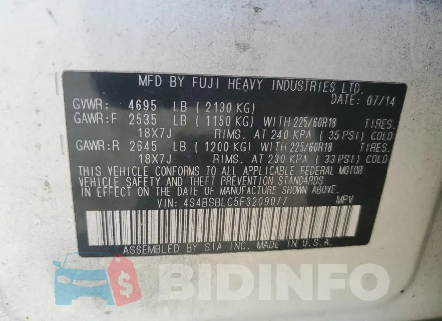 4S4BSBLC5F3209077 Photo# 14