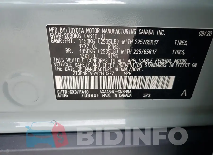2T3P1RFV6MC143377 Photo# 12